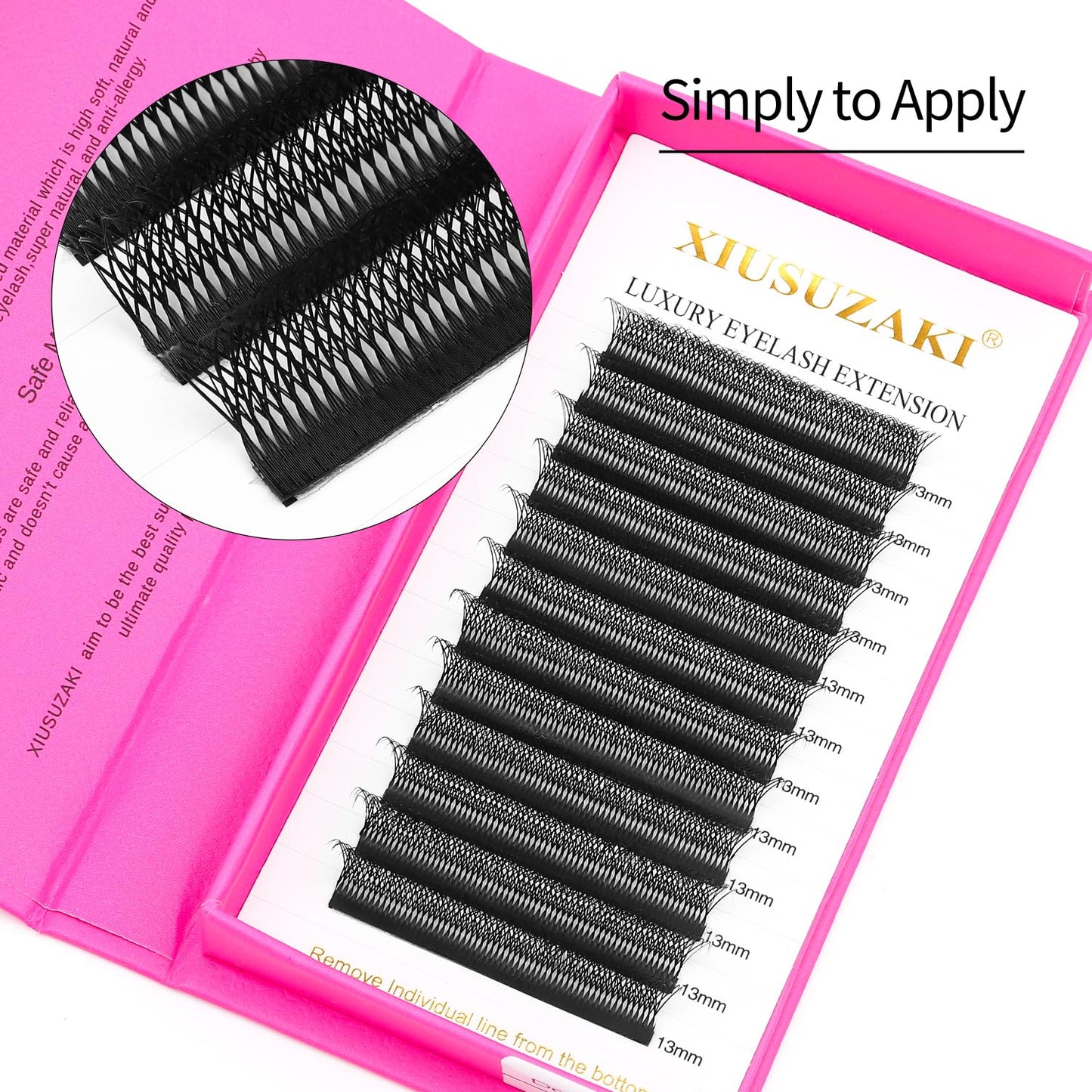 Lash Extensions Double Tips 4D Eyelash Extensions W Shape 0.07mm Thickness C Curl 10mm Premade Fans Easy Fan Volume Lashes Matte Black Crisscross(W-4D-Double Tips-0.07-C,10mm)