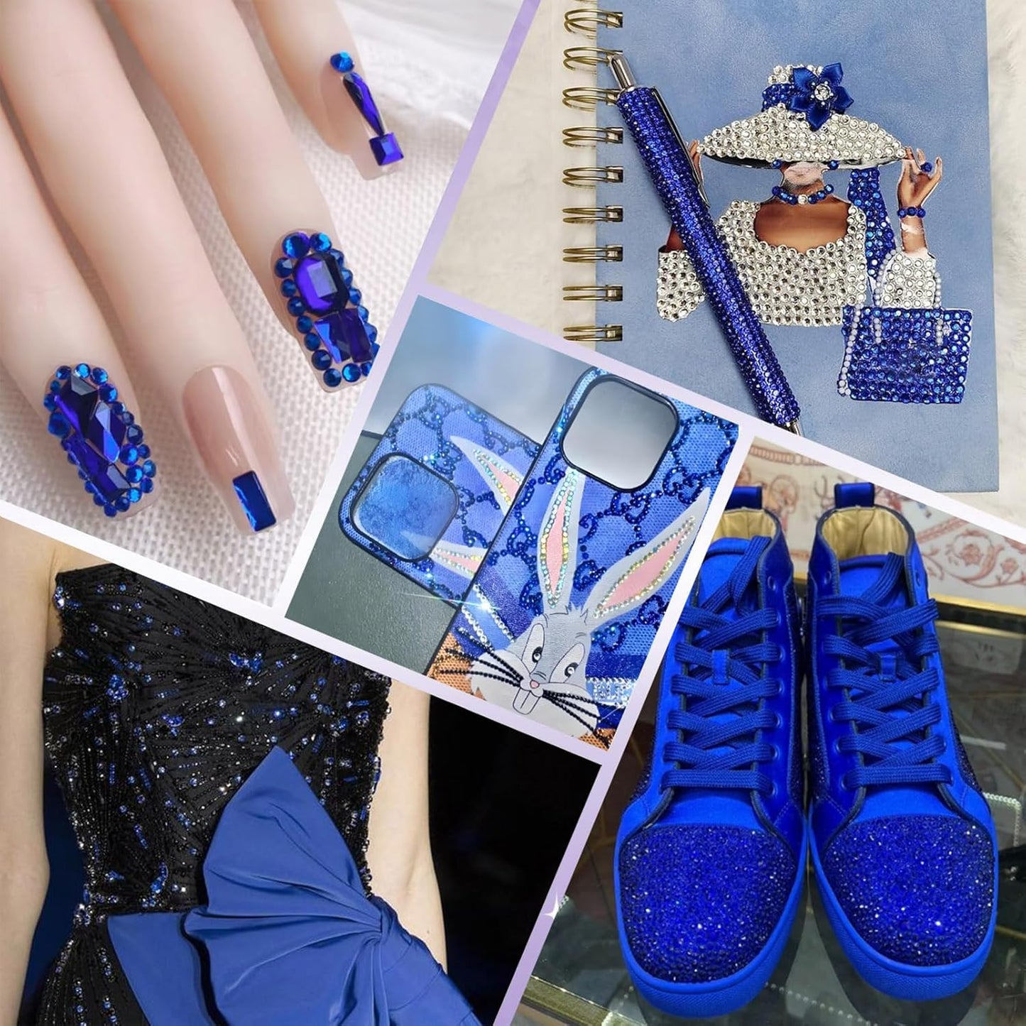 2000PCS SS12 Flatback Rhinestones | 12-Facet Diamond-Cut Glass Gems for Nail Art, Clothing, DIY Crafts |Glue-On Decoration Stones with Silver Backing(Sapphire)