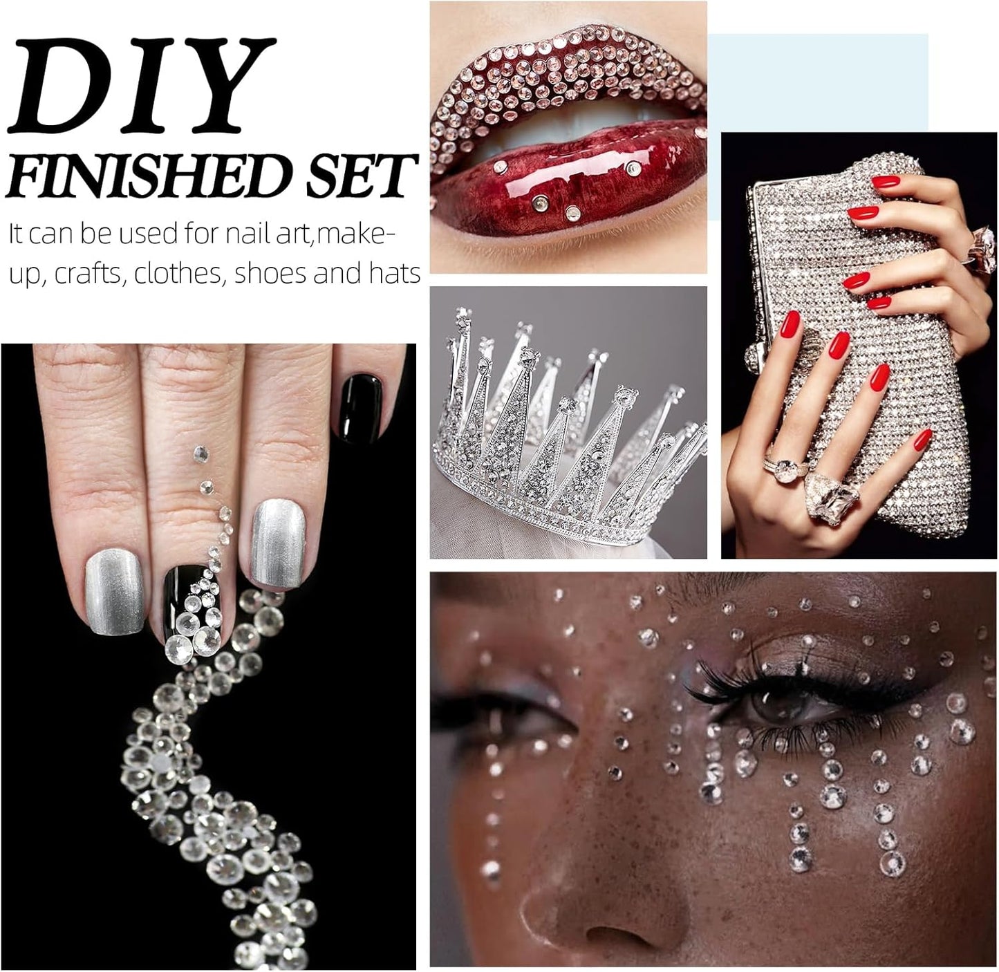 Crystal Clear Flatback Rhinestones, Glass Rhinestones for Nail Art and Craft, Glue Fix, Loose Crystal Gemstones(Crystal, SS6, 1440pcs, 1.9-2.0mm)