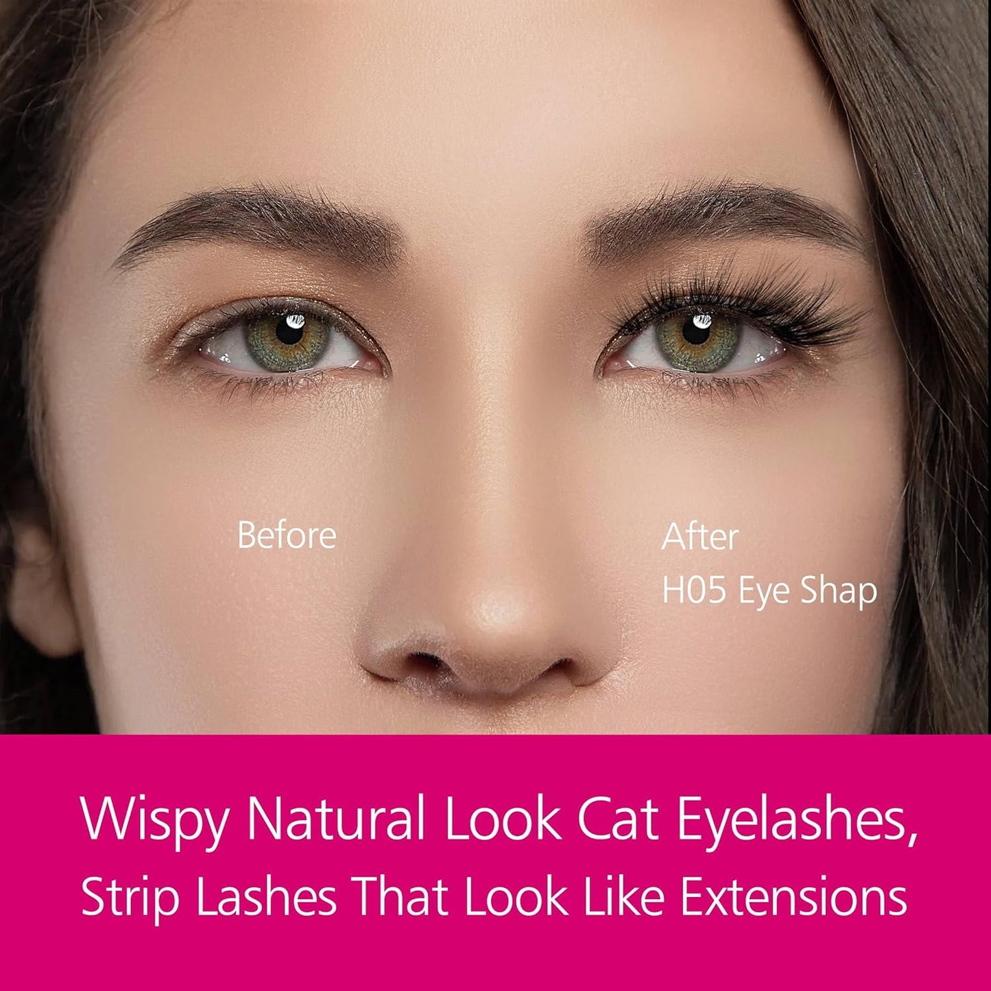 Eliace Luxurious 50 Pairs 5 Styles Cat Eye Lashes Wispy False Eyelashes Natural look 3D Mink Lashes Fake Eyelashes Kit, Thin Soft Band Comfortable Fluffy Volume Cross Strip Lash, with Lash Tweezers