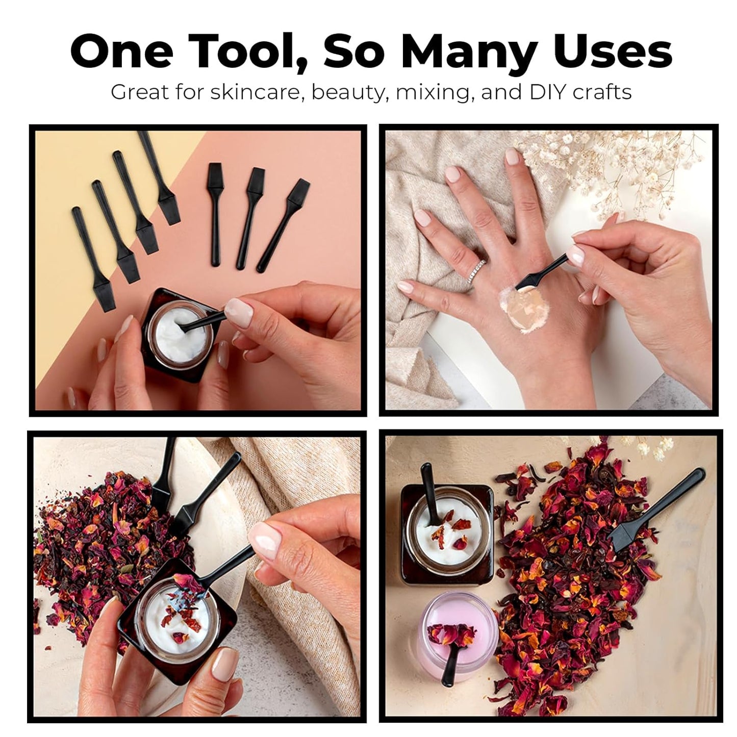 Mini Makeup Spatula (2.5”, 500 Pack) - Small Facial Spatula for Mascara, Skincare, Creams & Crafts | Eye Cream Applicator Tool for Skincare, Face Mask | Disposable Makeup Applicators | Black