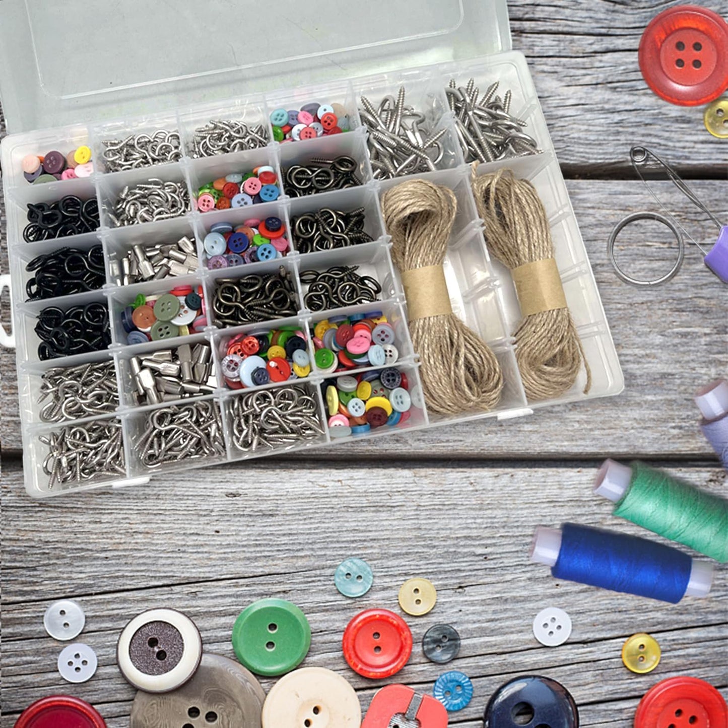 6 Pack Plastic Organizer Container Box, 36 Grids Clear Plastic Parts Organizer Box, for Beads, Art DIY, Crafts, Jewelry, Fishing Tackle with Label Stickers