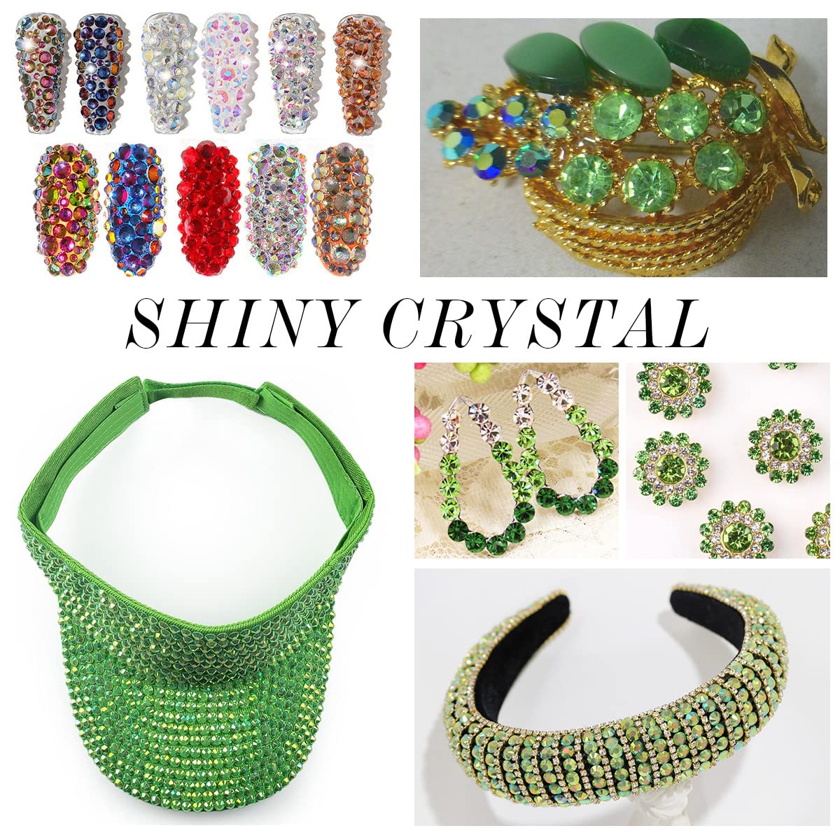 1440Pcs Light-green Ab Crystal Rhinestones,Glass Flatback Rhinestones Gemstones for Nail Face Makeup Art Crafts Clothes Decoration-(SS20,4.8mm,Light-green Ab)