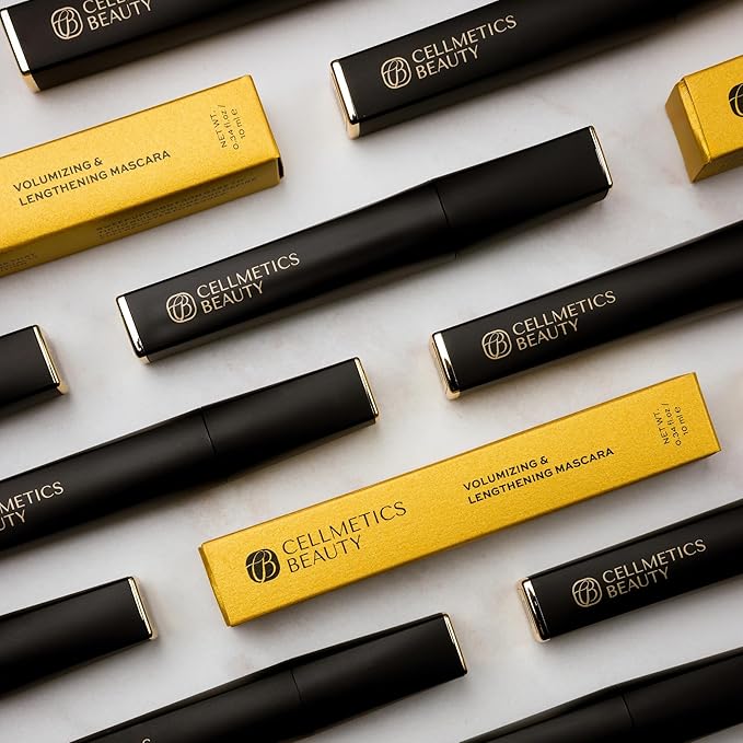 Cellmetics Mascara for Older Women 60 Plus, Volumizing & Lengthening Tubing Mascara with Lash Growth Effect, Hypoallergenic, Smudge-Free and Gentle for Sensitive Eyes (Black)