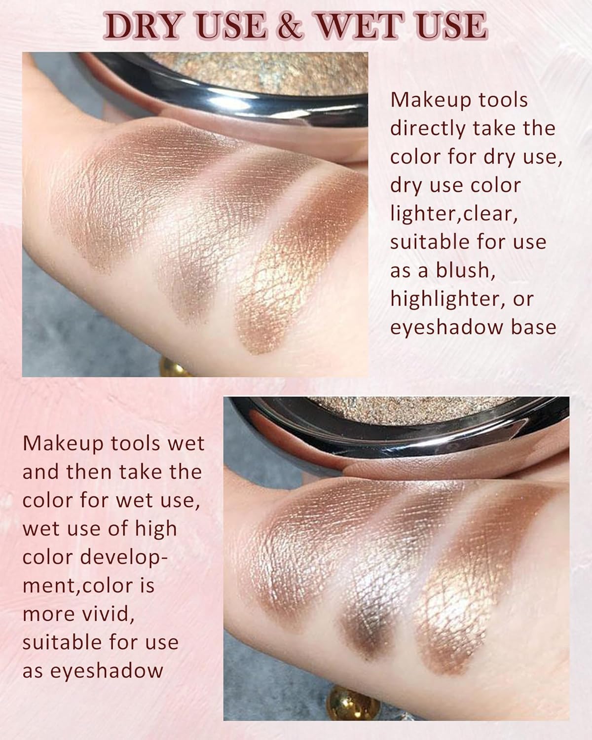 Baked Powder Blush, Glow Marbleized Blusher Powder Palette,Lightweight Shimmery face Blush for Cheeks,Eyeshadow & Highlight,Thanksgiving Makeup Gift for Women rubores de maquillaje(0.49Ounce)-03