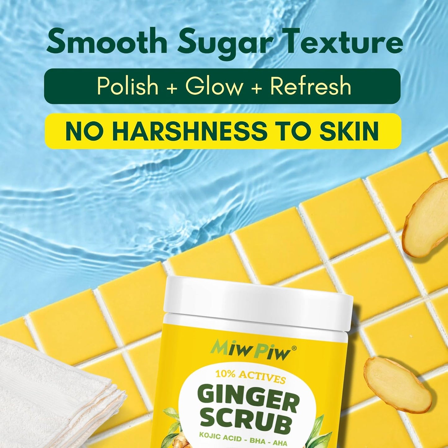 Ginger Body Scrub with AHA/BHA โ Lymphatic Drainage, Exfoliating, Anti-Cellulite, Skin Firming, Underarm Detox