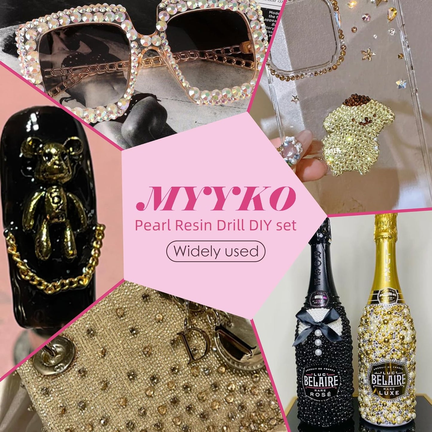 160g Gold Black Flatback Pearls Rhinestones with Gel for Crafts Mixed Size 3mm-10mm AB Color Round Half Pearls Flatback Pearl Beads and Resin Rhinestones Set for Face Art