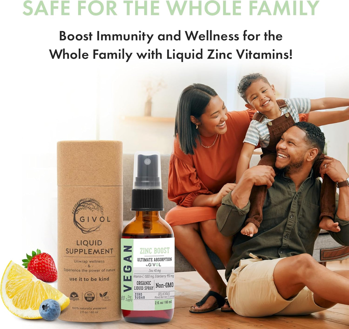 Organic ZINC Boost Mist 40 mg (Extra Strength) - Sugar Free with Vit C and Elderberry Extract - Vegan Liquid Spray for Kids and Adults - Easy Absorption - Non-GMO - (60 ml) 60 Days Supply
