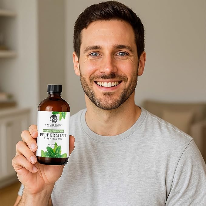 Naturopathy Peppermint Essential Oil, Natural Therapeutic Grade, Premium Quality Peppermint Oil, 4 fl. Oz - Perfect for Aromatherapy and Relaxation
