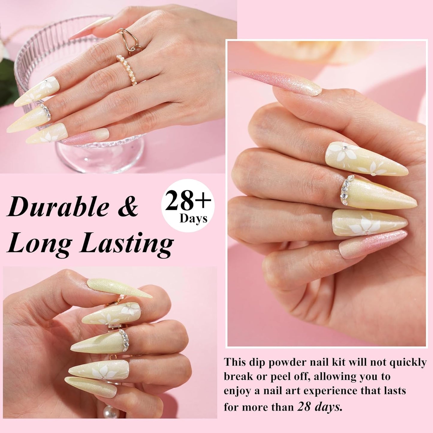 Changing Dip Powder Nail Set, 6 Colors Dipping Powder Kit With Base & Top Coat/Activator/Brush Saver,Chameleon Pink Blue Nail Dip Manicure Kits Cold Warm Temperature, No Needed Nail Lamp Curing