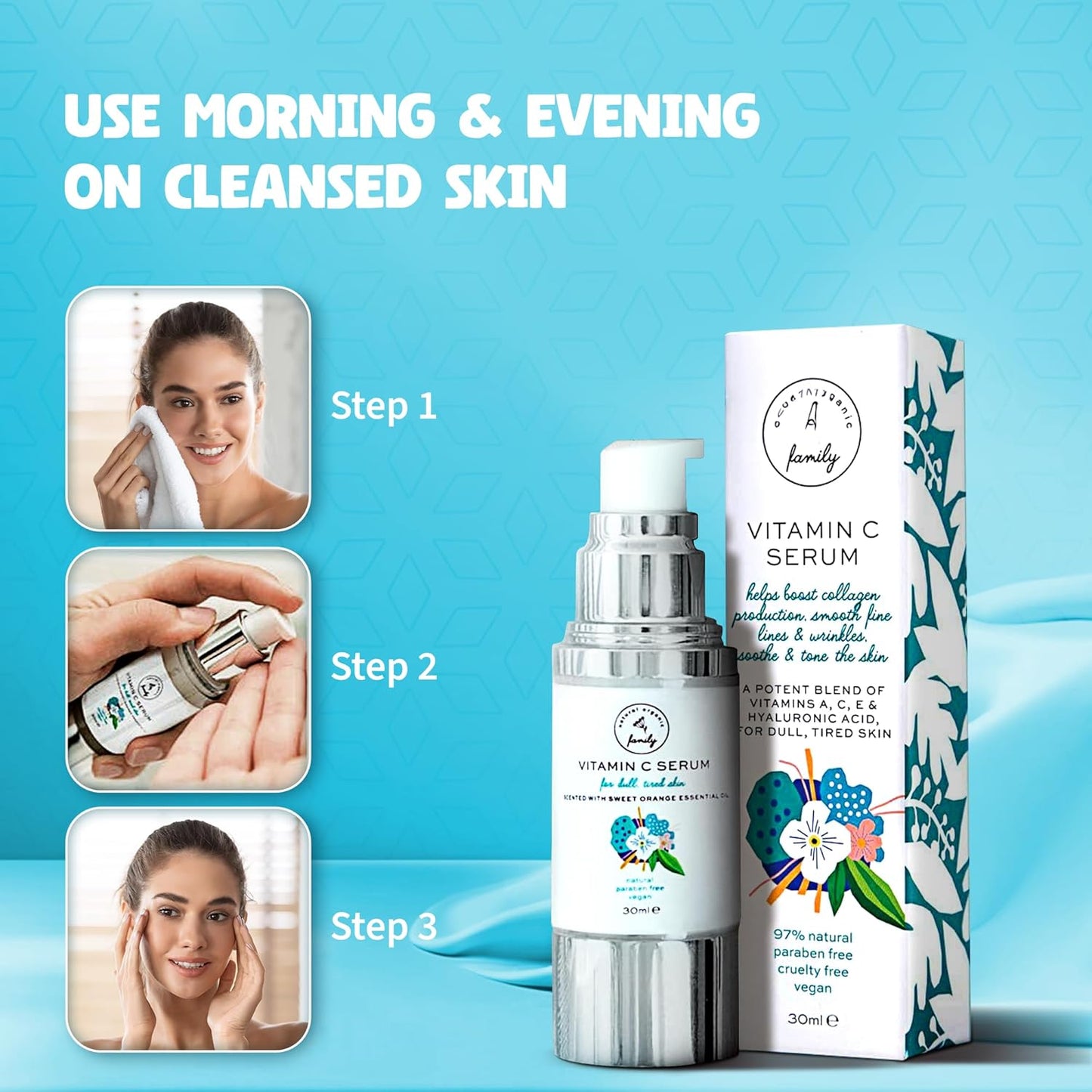 Vitamin C Serum for Face with Hyaluronic Acid, Aloe Vera, Retinol, and Vitamin E - Natural Skin Care for Beautiful and Healthy Skin - Helps Dull and Tired Skin and Fine Lines