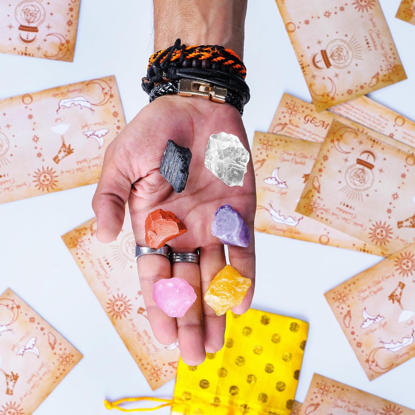 NARIBABU Aries Crystals and Stones - Zodiac Gift - Aries Astrology Decor - Zodiac Healing Crystals Set - Aries Horoscope Gifts - Astrology Gifts for Women