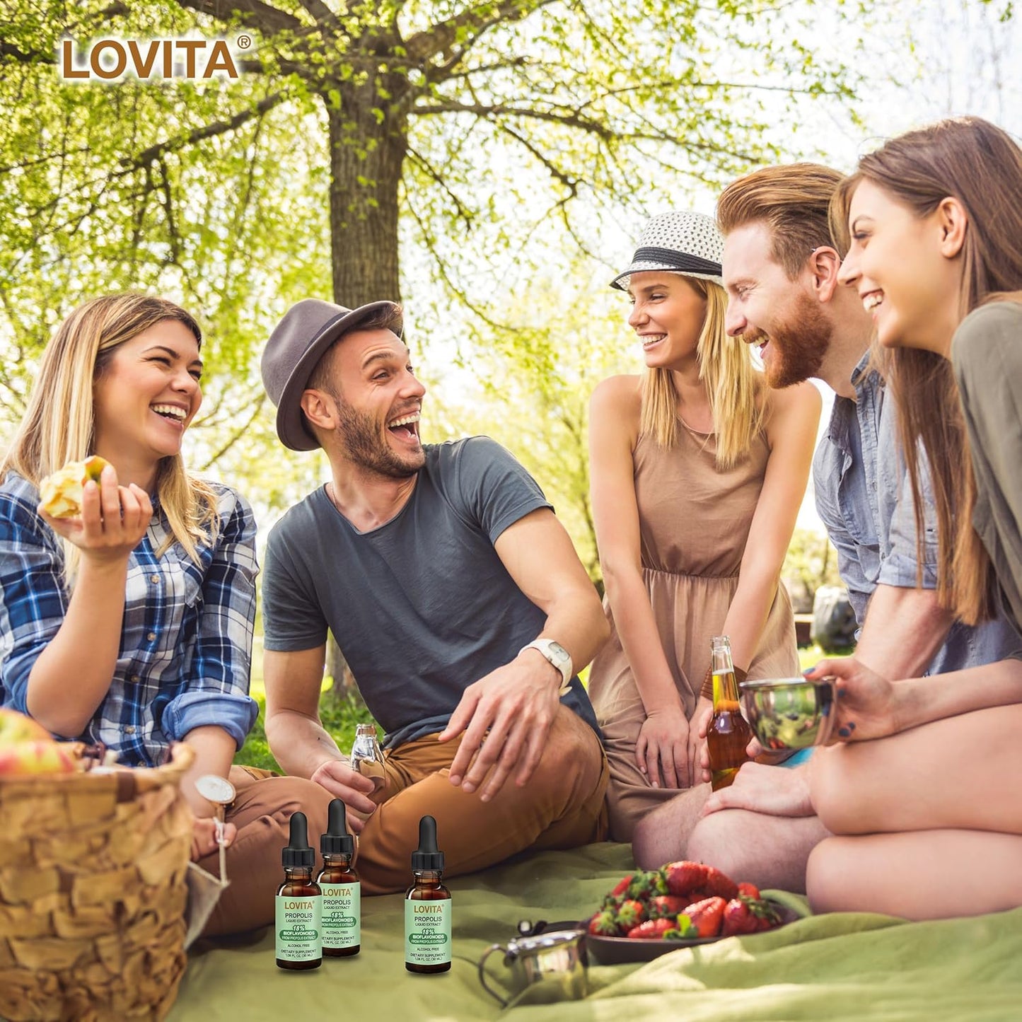 Lovita Bee Propolis Liquid Extract 500mg, 5:1 Resin Drops with 18% Bioflavonoids, Alcohol-Free Antioxidant, Immune Support & Throat Soothing, Gluten-Free, Non-GMO, 1 Fl Oz (30 mL), 90 Day Supply