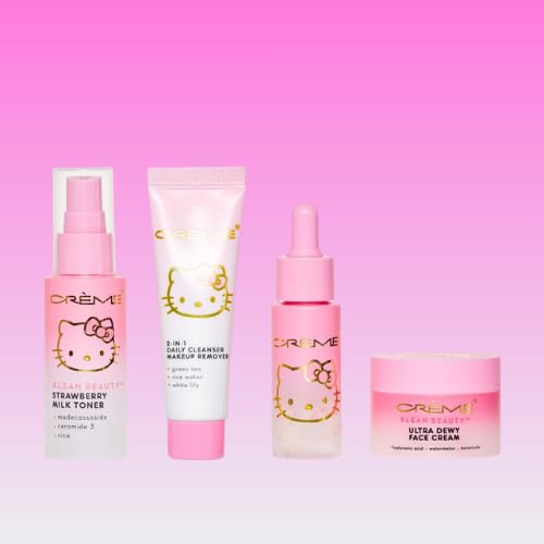 THE CRÈME SHOP X HELLO KITTY SKINCARE ESSENTIALS - KLEAN BEAUTY™ 4PC TRAVEL BAG SET
