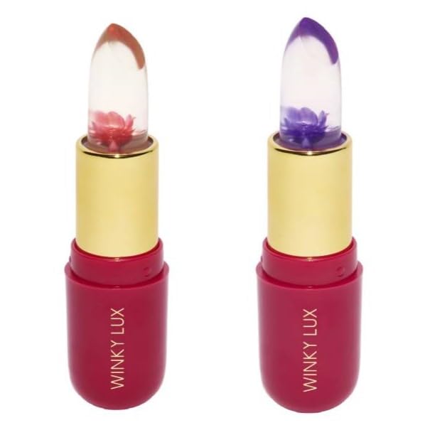 Winky Lux Flower Balm, pH Color Changing Lipstick and Tinted Lip Balm, Vegan & Cruelty Free, Hydrate & Plump, Sheer Pink, Pink & Purple Flower with Vanilla Scent
