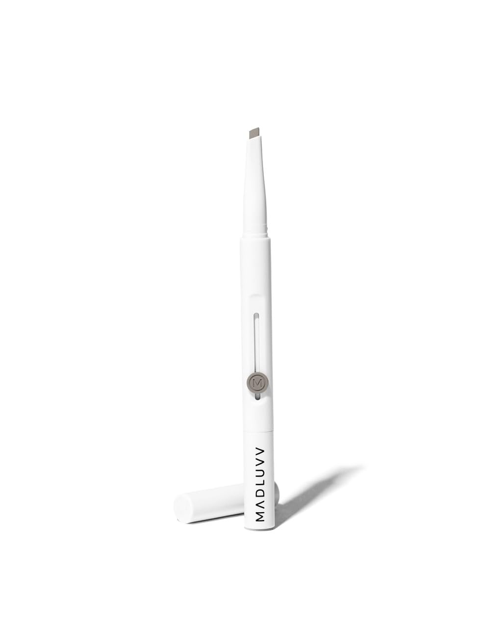 MADLUVV Exacto Brow Pencil for Flawless, Long Lasting, Realistic Brows with Dual-Ended Design Featuring Retractable Blade Tip for Precise Hair Like Detail and Blending Brush - Light Grey