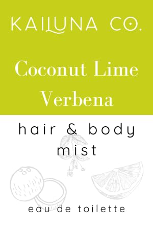 Coconut Lime Verbena Natural Hair & Body Mist Spray, Pure Essential and Fragrance Oils, Alcohol-Free, Handmade in California, 0.5Fl Oz