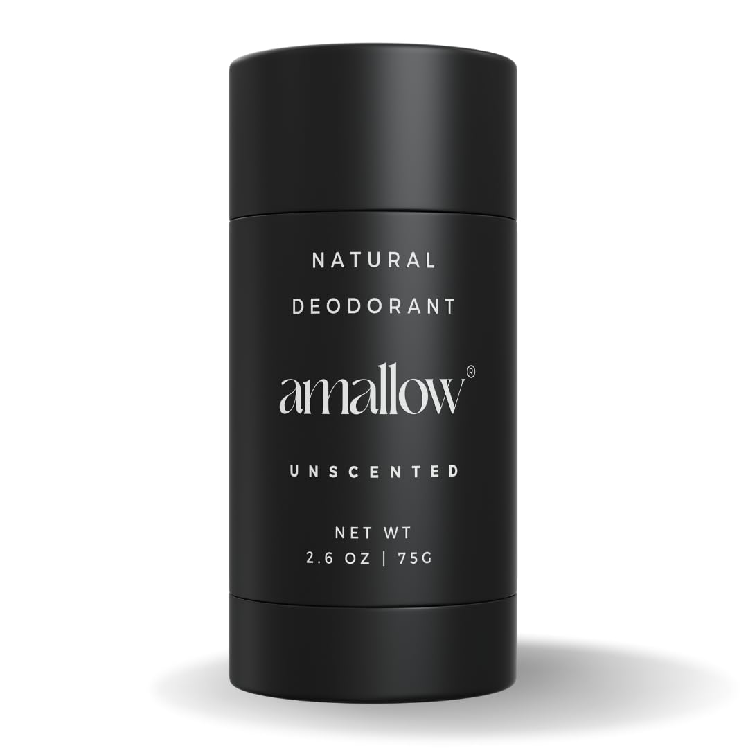 Amallow - Natural Deodorant – Aluminum Salt-Free, Tallow-Based, Baking Soda-Free, with Magnesium & Zinc – Long-Lasting Odor Protection – Handcrafted in the USA – 2.6 oz (Unscented)