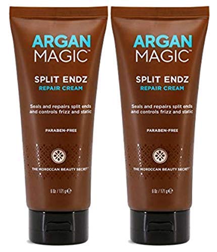 Argan Magic Split Endz Repair Cream - Instantly Binds Frayed and Separated Ends While Preventing Future Breakage | Controls Frizz | Made in USA, Paraben Free, Cruelty Free (6 oz / 2 Pack)