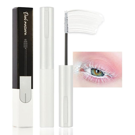 Colored Mascara for Eyelashes with Comb Set, Colorful Waterproof Long lasting White Mascara Charming Voluminous White lashes for Women Cruelty Free Vegan Eye Makeup (C-1Pc 09#white, C)