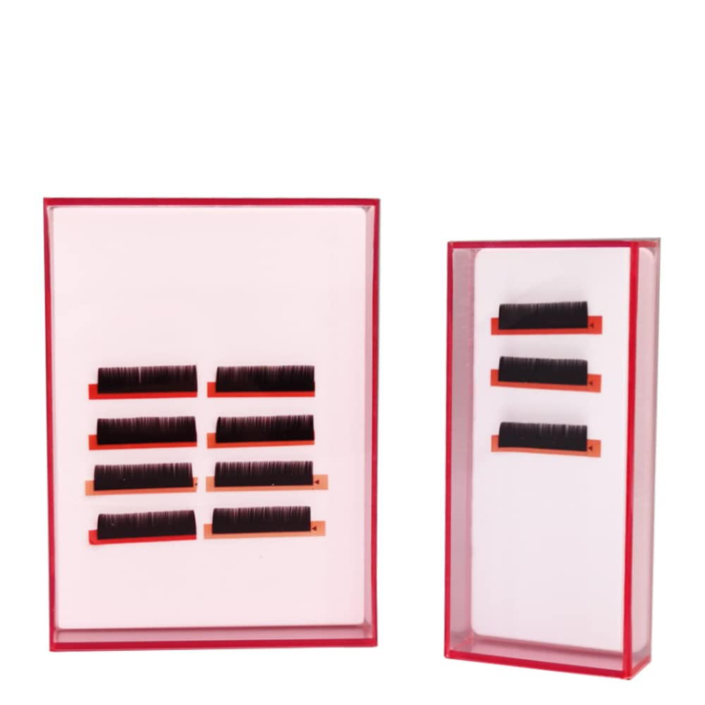 Grafting False Eyelash Acrylic Extension Pallet Organizer, Eyelash Extension Glue Tweezers Plate Makeup Palette, Dustproof Storage Box Display Training Tools Salon (Transparent Pink L)