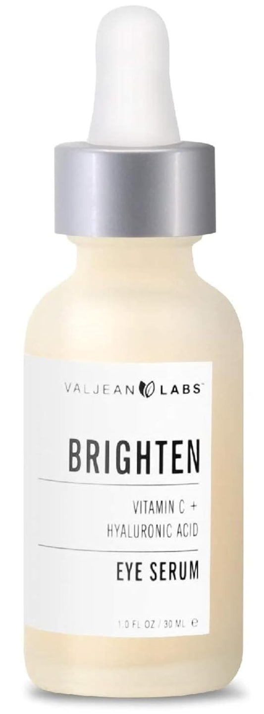 Valjean Labs Brighten Eye Serum with Vitamin C + Hyaluronic Acid | Helps Minimize Dark Circles and Even Skin Tone | Paraben Free, Cruelty Free, Made in USA (1 oz)