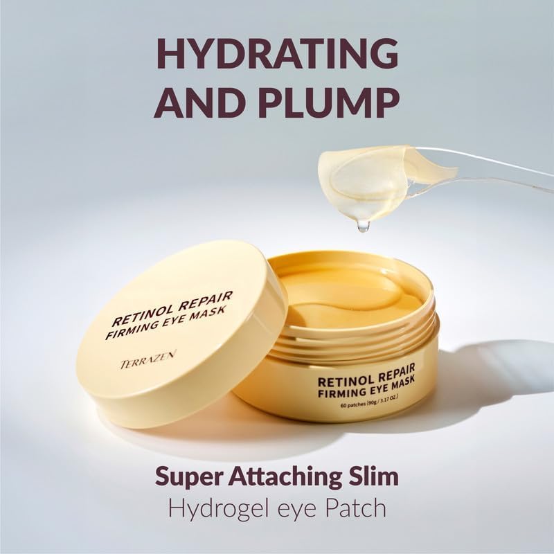 Korean Eye Patches Retinol Repair Firming Eye Mask Korean Skincare 24K Gold Hydrogel for Dark Circles, Puffiness & Fine Lines, 60 pcs