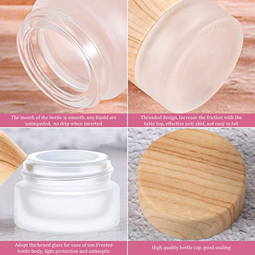 Geiserailie Glass Cosmetic Containers Empty Sample Jars with Leak Proof Lids Makeup Sample Containers for Lotion Cream Cosmetic(10 Pieces,30 Gram)