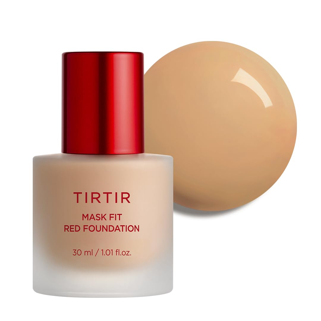 TIRTIR Mask Fit Red FoundationㅣLong Lasting Flawless Coverage, Energy Essence, Lightweight, Hydrating, Pore-Blurring, Breathable Satin Finish, Makeup, Radiant Skin, #30N Rich Honey, 1.01 Fl Oz