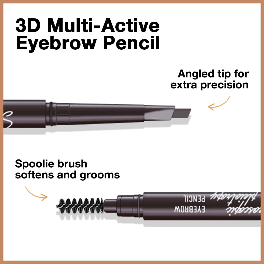 Eye Brow Pencils for Women, Retractable Soft Brown Eyebrow Pencil with Brow Brush for Eye Makeup, Ultimate Thin Definer Pencils, Fine Tip lapiz de cejas-Dark Brown