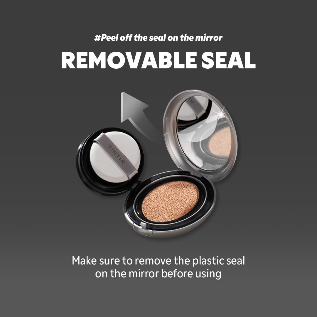 TIRTIR Mask Fit Aura Silver Cushion Foundation | Semi-glow Finish, Natural Coverage, Moisturizing, Lightweight, Korean cushion foundation (#35N Walnut, Full Size, 0.63 Fl Oz)