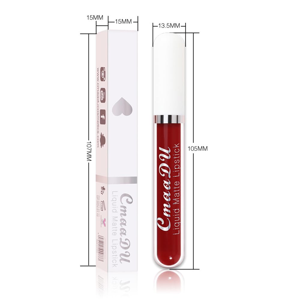 evpct 1Pcs Brick Red Liquid Matte Lipstick Lipgloss Set for Women, labiales mate 24 horas originales matte larga duracion 24 Hour Lipstick Lip Stains Long Lasting Waterproof 24, 15#