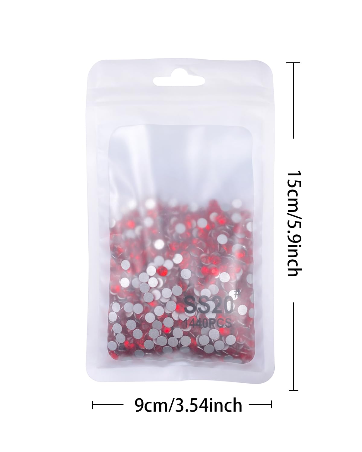 Flatback Glass Rhinestones,Bedazzler Gems 1440pcs Non Hotfix Crystal Rhinestones for Nail Charms Crafts Clothes Tumblers,Red,SS20