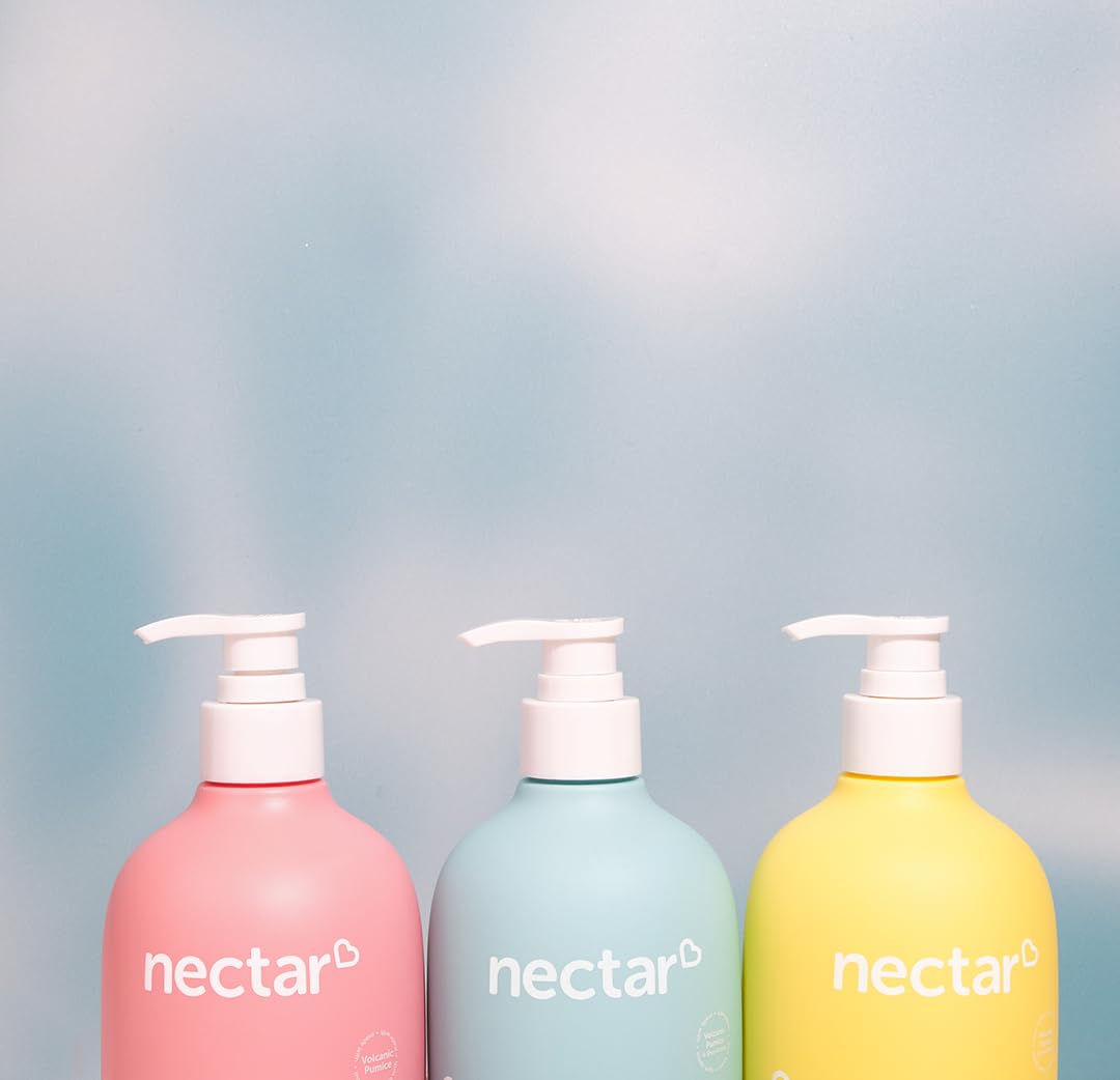 Nectar Life Exfoliating & Moisturizing Hand Wash 3-Pack, Volcanic Pumice for Hand Scrub, Shea Butter Softens Hands, Clean Vegan Ingredients