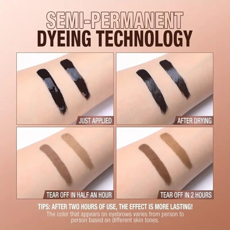 Tattoo Eyebrow Gel Easy Peel Off, Peel Off Eyebrow Tint, Easy Peel off Eyebrow Gel, Peel Off Eyebrow Tint, Waterproof & Sweatproof for All Skin Types (#1 Light Brown + #2 Medium Brown)