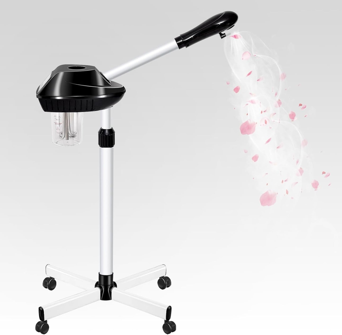 Facial Steamer Professional on Wheels with Time Setting, Estheticians Steamer with More Steam for Deep Cleansing and Hydration, Face Steamer Adjustable Height for Spa, Salon and Home Use
