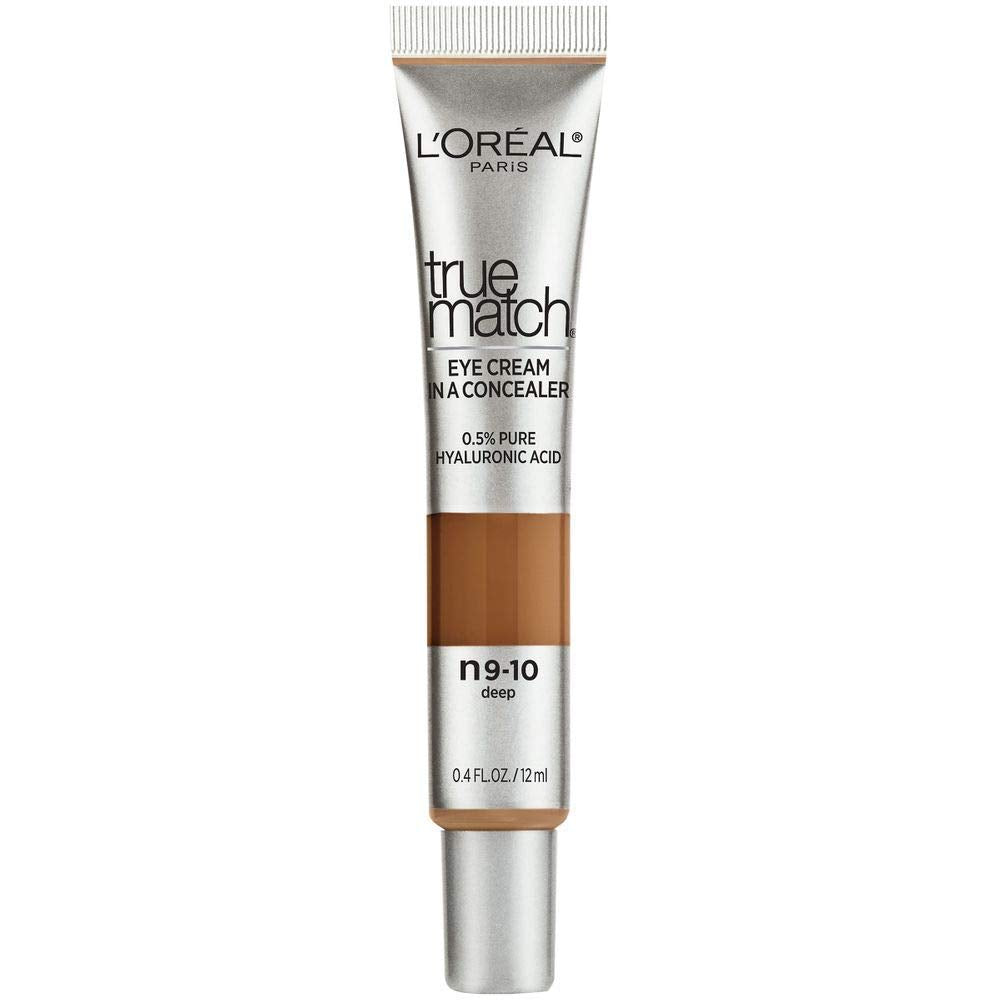 L’Oréal Paris True Match Eye Cream in a Concealer, 0.5% hyaluronic acid, Deep N9-10, 0.4 fl. oz.