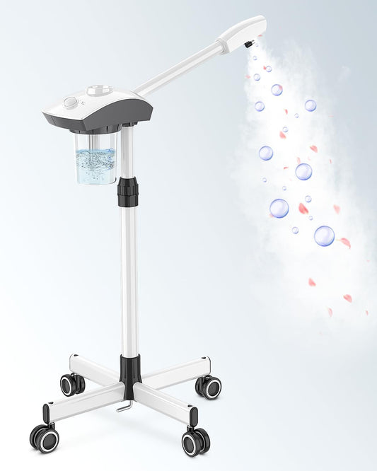 Kingsteam Professional Ozone Nano-Ionic Facial Steamer | Deep Cleansing Hydrating | Salon Home Spa Face Steamer | Pore Cleanser | 60-Min Timer | 360° Swivel | Esthetician Favorite Tool,White