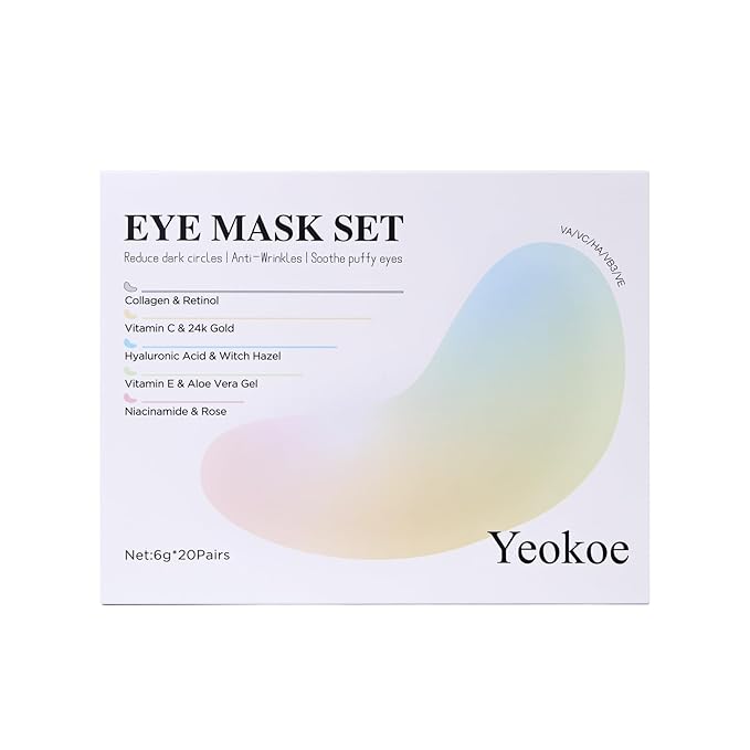 Under Eye Patches for Dark Circles,Eye Mask for Puffy Eyes With Collagen,Retinol,Vitmin C,Hyaluronic Acid and Niacinamide Face Masks Skincare Spa Gifts for Woman 20Pairs