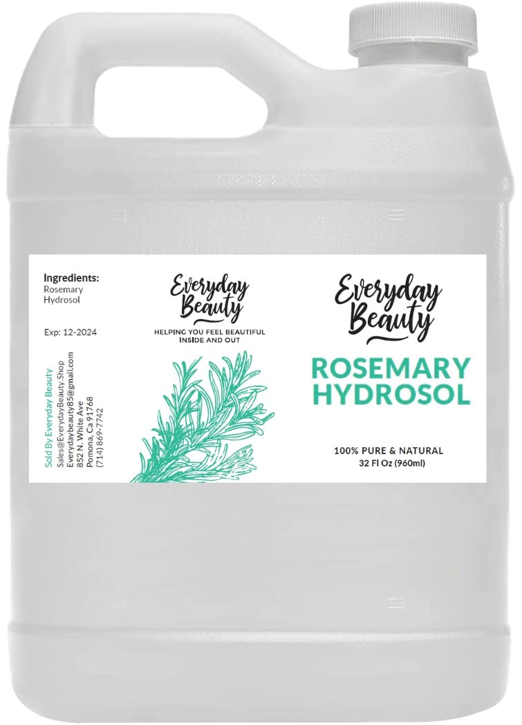 Rosemary Hydrosol - Bulk 32 Fl Oz - Alcohol-Free Vegan All Natural Refreshing for Face, Scalp & Hair - Uplifts, Calming & Soothing for All Skin Types…