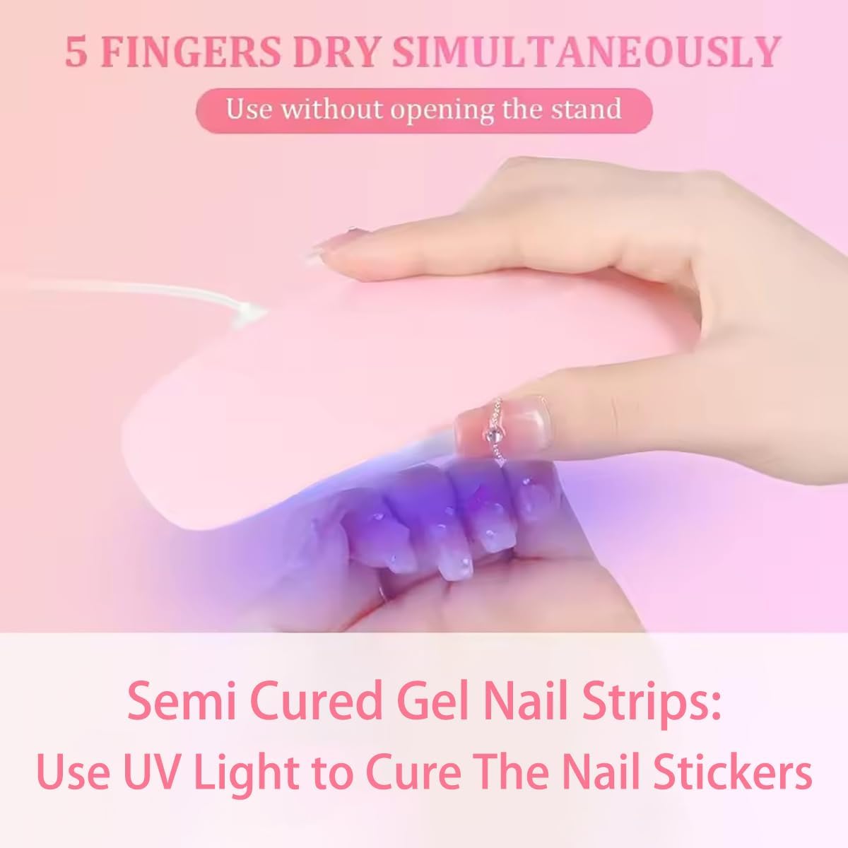 Semi Cured Gel Nail Stickers Decals 16Pcs Solid Color Nail Strips Self-Adhesive Desing Supply White Real Gel Polish Strips for Women DIY Waterproof Manicure Kit Party Nails Decoration 1 Sheets