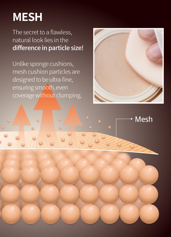 Mesh Tight UP Cushion Refill | Cushion Foundation | Buildable Coverage| Natural Finish | Dewy Glow Make up (01-REFILL Bright cool undertone (#21))