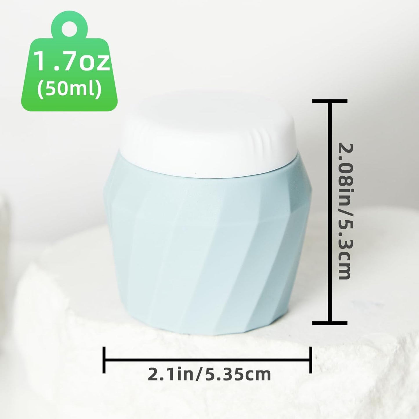 Travel Containers for Toiletries, Premium Silicone Cosmetic Cream Jars, TSA Approved Leak-Proof Refillable Travel Size Toiletries with Clear Bag for Cosmetic Face Body Cream (Gray, 1.7OZ)