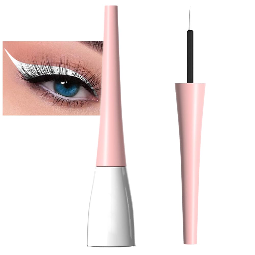 evpct 1Pcs White Liquid Eyeliner Makeup Waterproof White Eye Liners for Women, Eyes Wing Eyeliner Stamps Shapes Colored Eyeliner delineador de ojos a prueba de agua contra el agua blanco para ojos