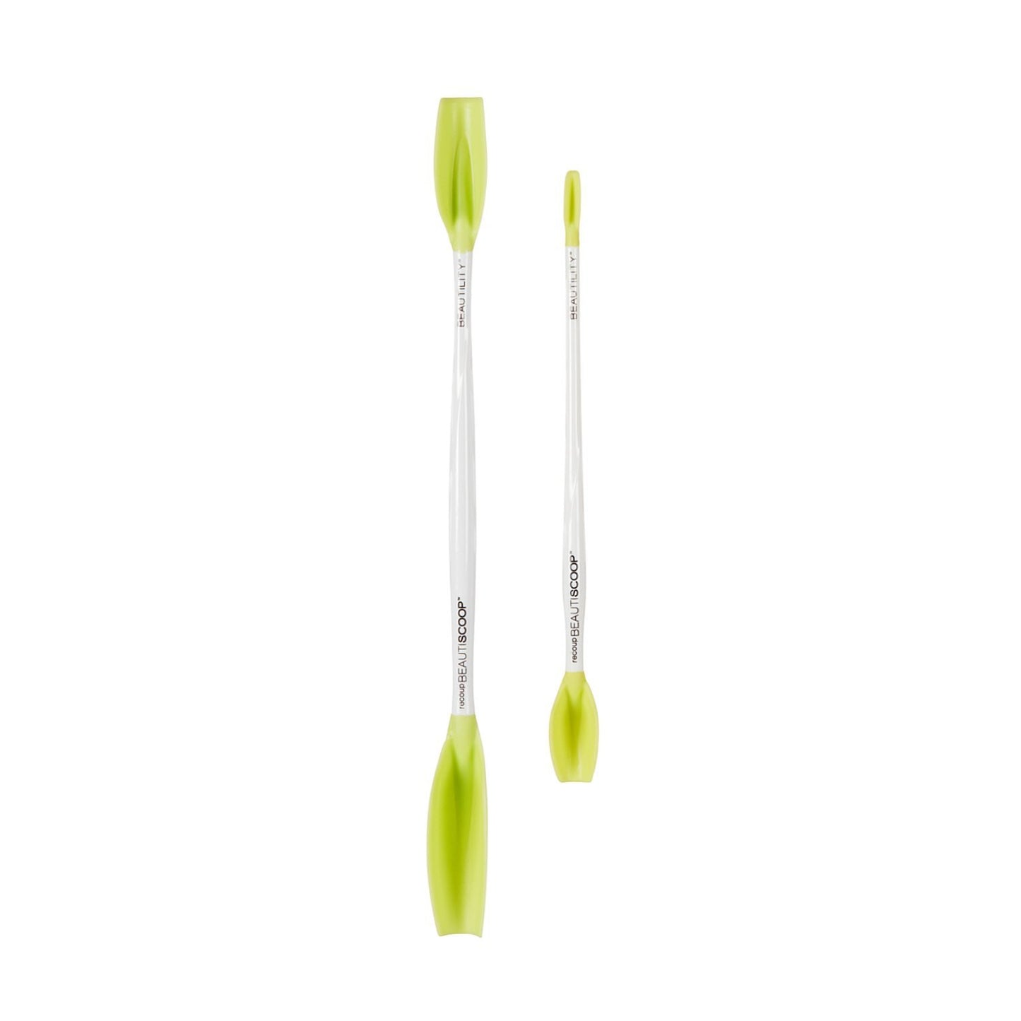 BEAUTISCOOP Duo Set Crisp White/Green Dual-Scoop Beauty Tool (8" & 11" Duo, White/Green)