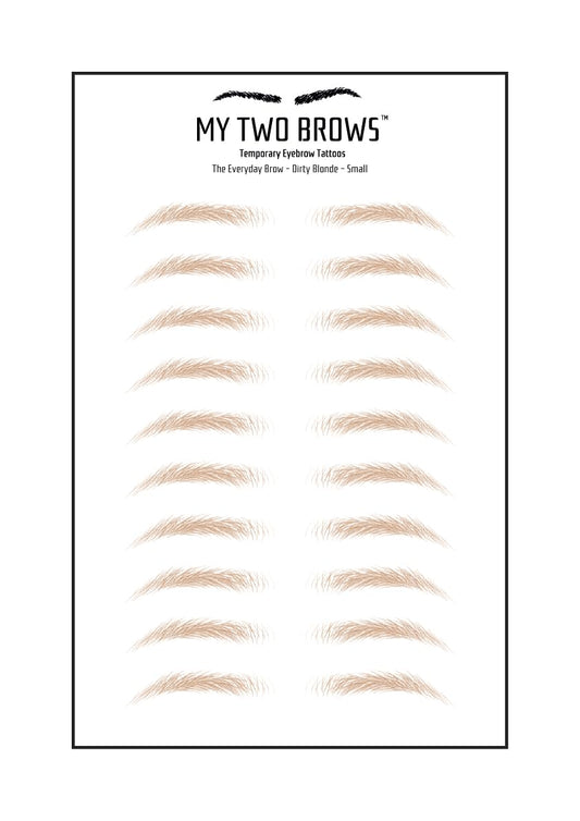 (10 pairs) Dirty Blonde Temporary Eyebrow Tattoo - Small Size - Waterproof & Smudgeproof - Everyday Brow Style Eyebrow Stickers - Sheet Lasts up to 30 Days - Won't Work on Existing Brows