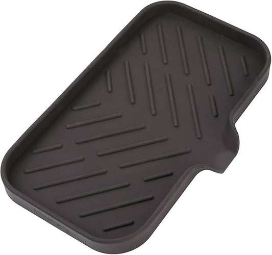 Silicone Bathroom Soap Dishes with Drain Spout-Bathroom and Kitchen Sink Organizer,Sponge Holder,Dish Soap Tray,Perfect for Dispenser,Scrubber,Bottle,Cup on Sink or Counter-Coffee 9.6"×5.3"