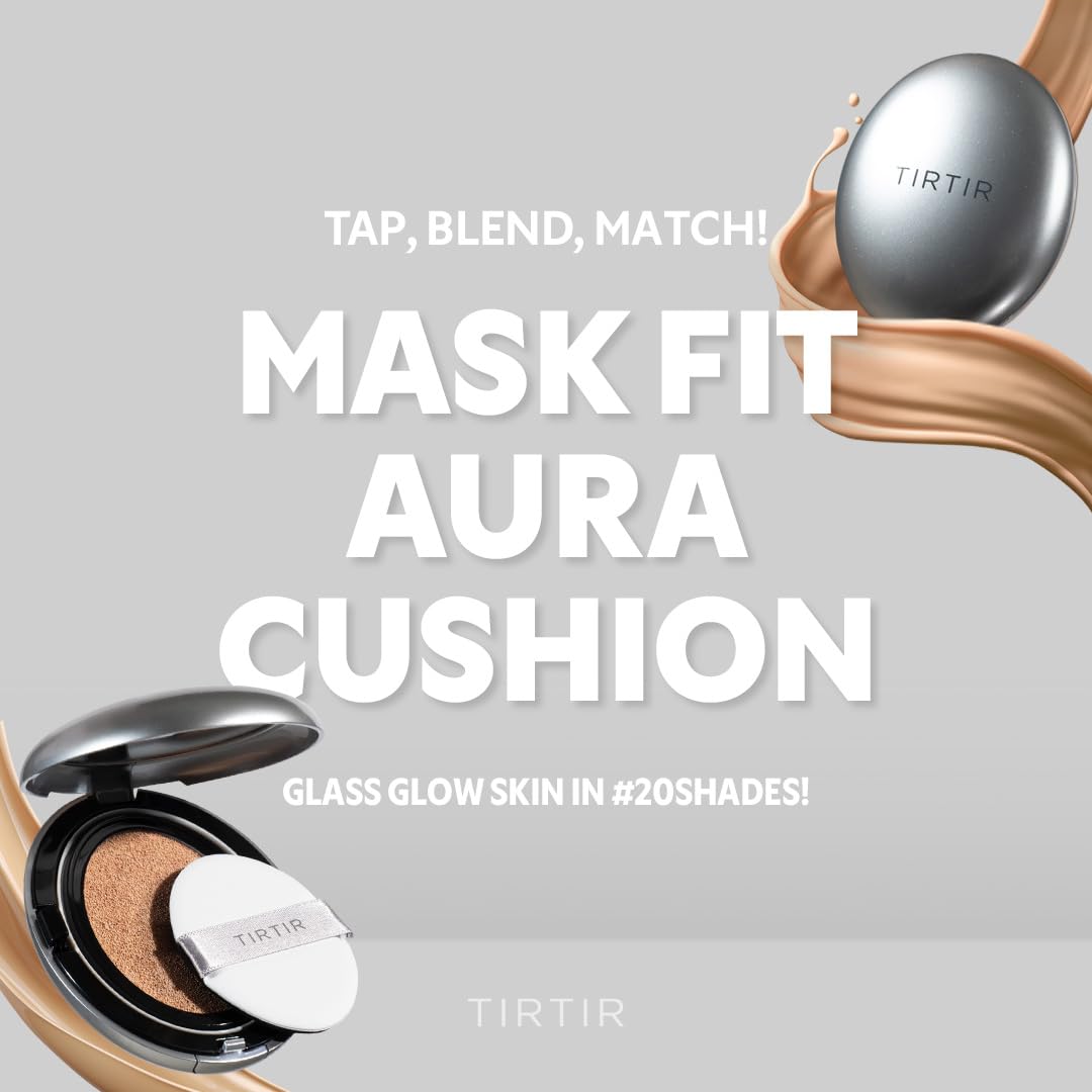 TIRTIR Mask Fit Aura Silver Cushion Foundation | Semi-glow Finish, Natural Coverage, Moisturizing, Lightweight, Korean cushion foundation (#35N Walnut, Full Size, 0.63 Fl Oz)
