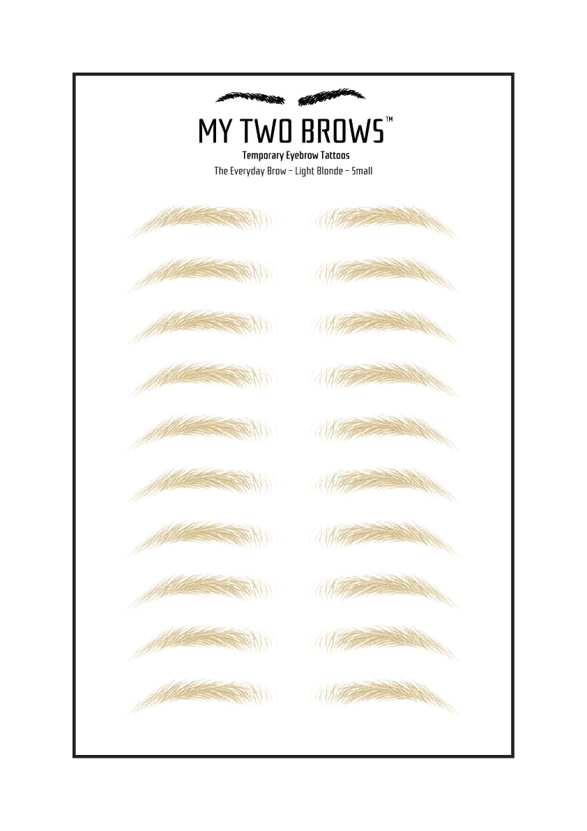 (10 pairs) Light Blonde Temporary Eyebrow Tattoo - Small Size - Waterproof & Smudgeproof - Everyday Brow Style Eyebrow Stickers - Sheet Lasts up to 30 Days - Won't Work on Existing Brows