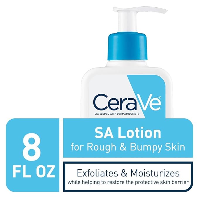 CeraVe SA Lotion for Rough & Bumpy Skin, Vitamin D, Hyaluronic Acid, Lactic Acid & Salicylic Acid Lotion, Fragrance Free & Allergy Tested, 8 Ounce